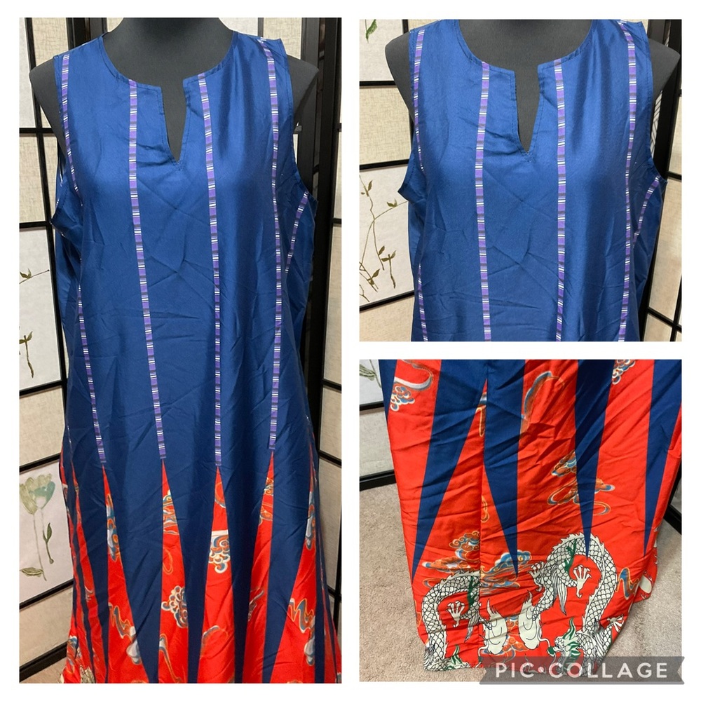 Perfect for Summer Blue and Red Sleeveless Maxi Dress